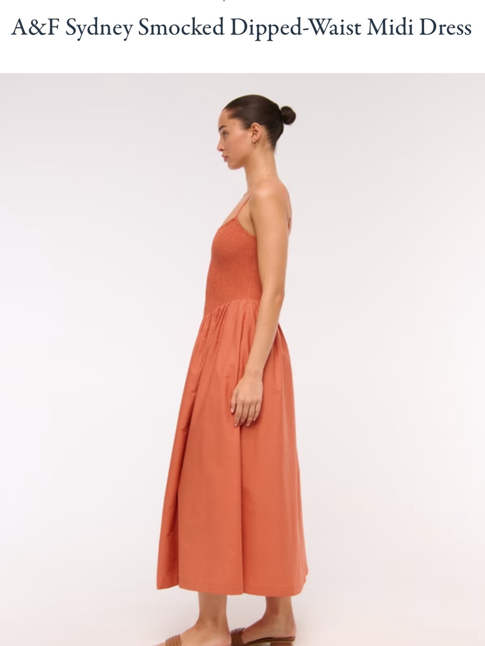 Abercrombie & Fitch Terracotta Smocked Dipped-Waist Midi Dress SP